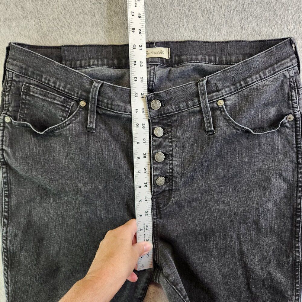 Madewell Jeans Womens 34P Petite Black 10" High Rise Skinny Raw Hem Button Fly - Picture 14 of 16
